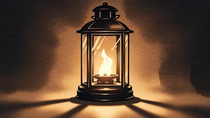 Warm lantern light with glowing flame inside vintage metal lantern creates cozy Christmas background casting soft shadows and warm glow evoking peaceful festive holiday atmosphere christmas background - Powered by Adobe