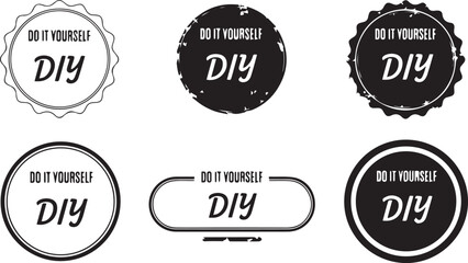 Obraz premium Black and white DIY Do It Yourself vector badges and stamps set for crafting and hobbies