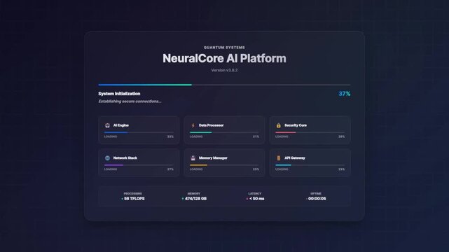 Futuristic System Loading UI Animation | Modern Tech Progress Bar | Digital Interface HUD Loader.	