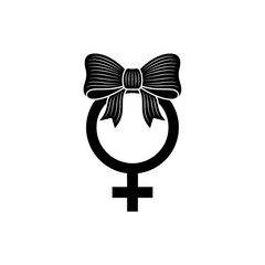 International Day of Zero Tolerance for FGM Symbol of woman with bow female sign ribbon