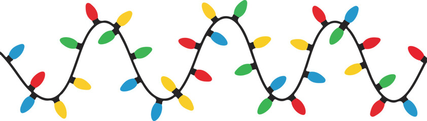 Beatiful Colorful Lights. Festive Colorful Christmas Lights String Decoration. Vector Graphic for Christmas Cards, Banners, Poster, Web.