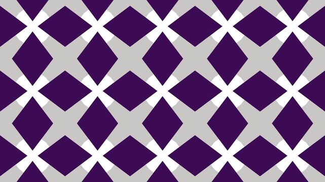Geometric lattice pattern with bold purple and gray intersecting shapes.