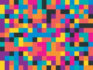 Seamless vibrant colorful geometric pixel mosaic background pattern texture design