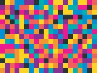 Seamless pixel background texture pattern in vibrant colorful pop art geometric style