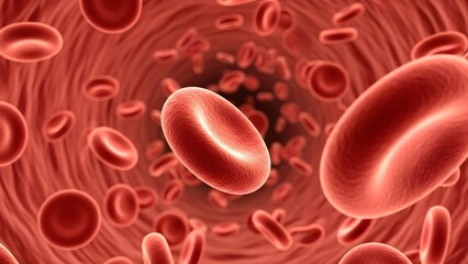 red blood cells circulating in the blood vessels 