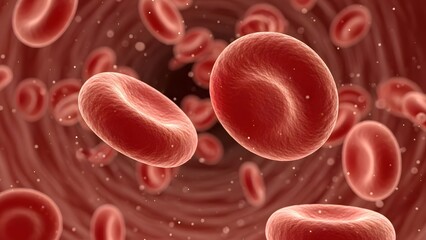 red blood cells circulating in the blood vessels 