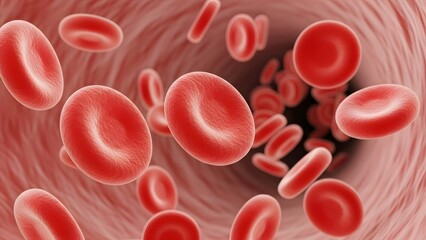 red blood cells circulating in the blood vessels 