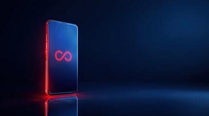 A sleek and modern smartphone showcases a digital symbol of connectivity against a deep, vibrant backdrop. ..Created with Generative AI, not depicting real subjects.