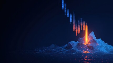 A dynamic digital artwork depicting the essence of the market volatility and transformation. ..Created with Generative AI, not depicting real subjects.