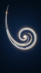 Golden sparkling spiral reveals a magical, glowing, and ethereal energy for cosmic designs