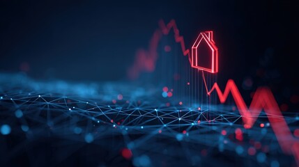 Housing market graph illustrating the real estate economic downturn with its associated financial consequences ..Created with Generative AI, not depicting real subjects.