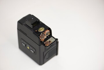 Two AA batteries showing corrosion