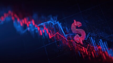An abstract economic downfall visual, illustrating a financial crisis with a dramatic chart. ..Created with Generative AI, not depicting real subjects.