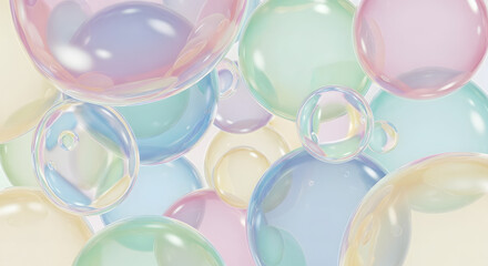A beautiful abstract composition of floating pastel colored bubbles.