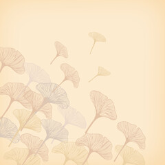 Soft Gold Ginkgo Leaves – Elegant Botanical Gradient Background