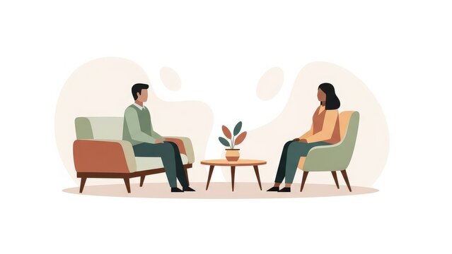 Professional discussion or therapy session with diverse individuals - Powered by Adobe