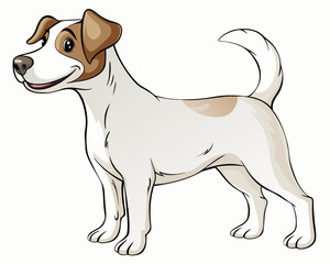 Cartoon jack russell terrier dog standing and smiling