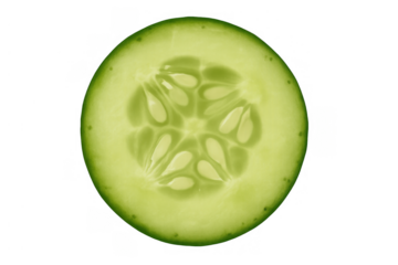 Cucumber slice showing refreshing texture, healthy fruit cross section, fresh food for vegetarian diet on transparent background