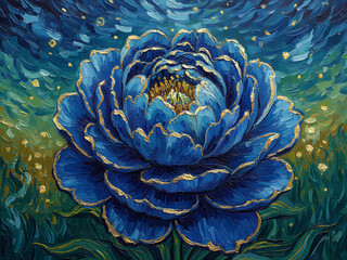 Flower gold pattern background floral leaves blue plant golden abstract texture. Black flower gold pattern line leaf art outline nature vintage rose watercolor, Decorative Floral Art