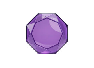 Polished Purple Amethyst Gemstone With Faceted Edges Floating In Black Void With Soft Reflections Indicating Smooth Surface And Clean Glossy Finish Isolated On Black Background