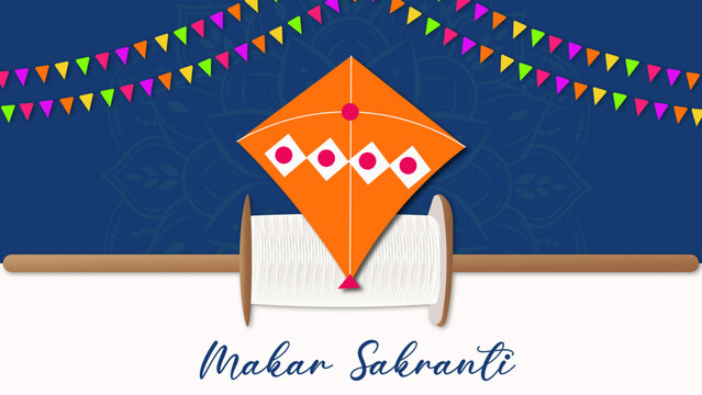 Makar Sankranti Festival Indian Kite Flying Banner Design | Pongal Uttarayan Lohri Happy Wishes Template