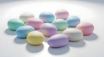 A colorful assortment of pastel sugar coated candies.