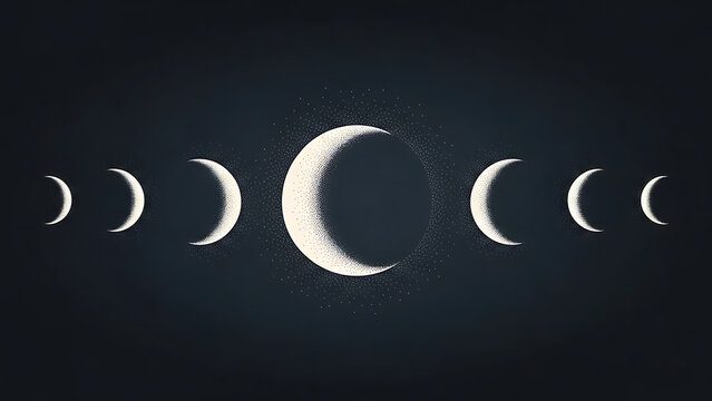 Ethereal moon phases illustration offers spiritual and cosmic design inspiration now