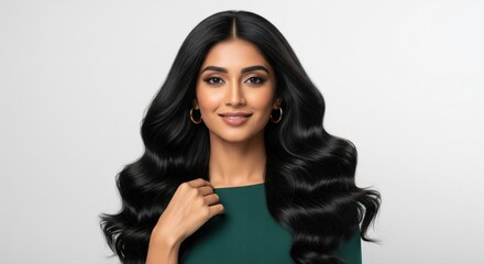 Beautiful indian woman long, black and shiny hair