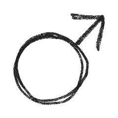 Hand drawn male gender identity sign Symbol used to represent sex and gender