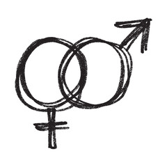 Hand drawn heterosexual gender identity sign Symbol used to represent sex and gender