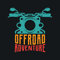 Offroad Adventure Motorcycle Emblem T- shirt Design Template