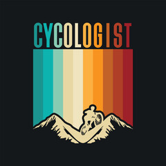 Retro Mountain Cycologist Emblem for Outdoor Adventure