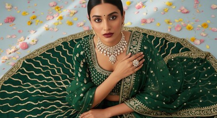 young woman wearing green stone jewlery