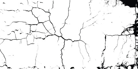 Vector group of black branch grunge cracks isolated on white background. Cracks on the concrete wall.