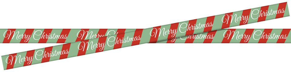 Festive Christmas Striped Ribbon Banner with "Merry Christmas" Text &ndash; Holiday Decorative Element for Greeting Cards and Social Media Posts, Isolated on Transparent Background