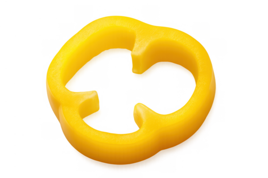 Yellow bell pepper slice forming a circular shape, highlighting fresh, raw, and healthy food concepts with a transparent background