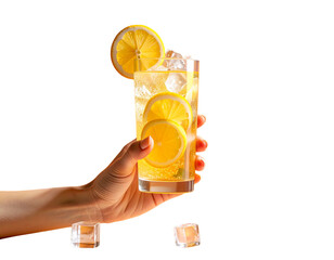  Minimalist Lemon Sparkling Drink Close-Up with Decorative Elements