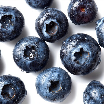 blueberries on white background
