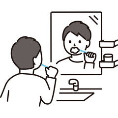 Man Brushing Her Teeth In The