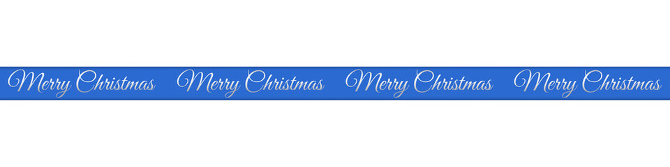 Blue Festive Christmas Ribbon Banner with "Merry Christmas" Text &ndash; Holiday Decorative Element for Greeting Cards and Social Media Posts, Isolated on Transparent Background