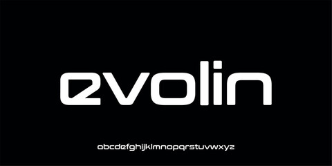 Vector illustration of a futuristic style alphabet letter display with clean, neat lines and soft curves.