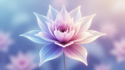 Pastel lotus flower with gradient petals against soft sky