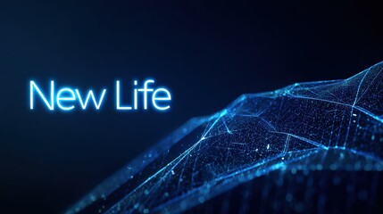 A striking visual representation of New Life set against a futuristic digital network of intertwined lines. ..Created with Generative AI, not depicting real subjects.