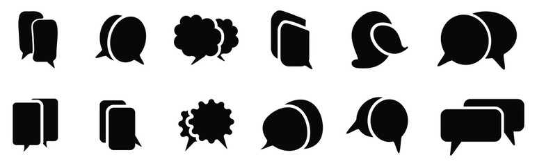 Black speech bubble collection. Set of speech bubble. Black speech bubble set. Speech bubble comic