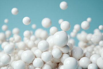 Floating soft spheres around calm center, wellness, centered emotional balance