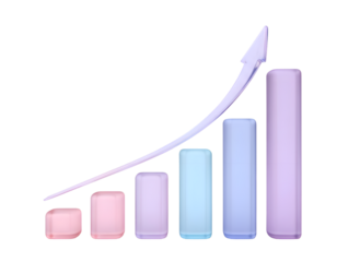 Business Growth Bar Chart: Financial Success & Market Trend Visualization on white background