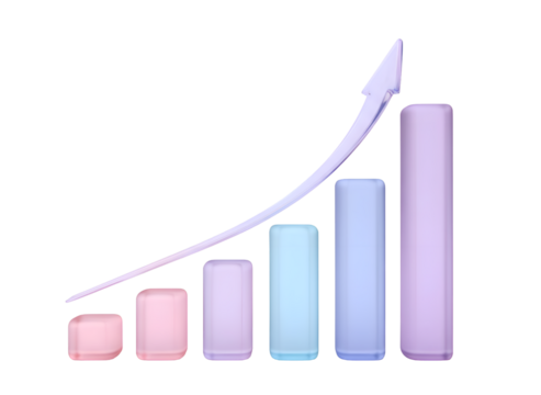 Business Growth Bar Chart: Financial Success & Market Trend Visualization on white background