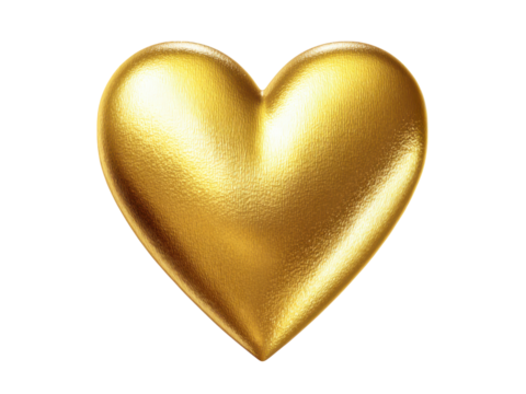Gleaming golden heart textured metallic symbol shiny, Isolated, Png Transparent Background