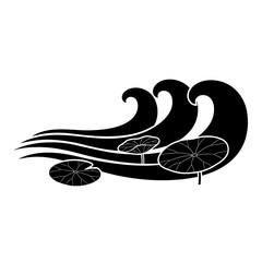 World Wetlands Water Waves Lotus leaves floating on rippling water graphic