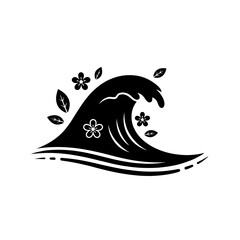 World Wetlands Water Waves Curved wave with small floating flowers and leaves